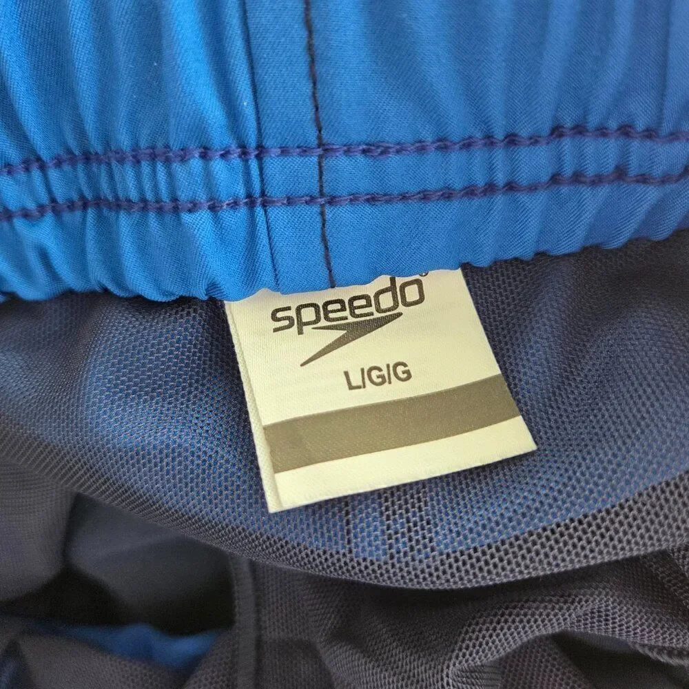 Speedo Mens Swim Trunks Size L Blue Comfort Stretch Brief Liner 20